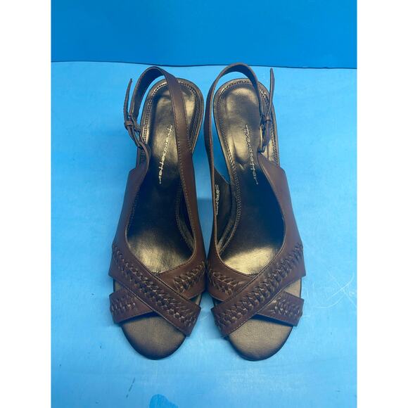 Trendsetter Brown Mary Jane Slip on Heels Sandals Women Sz 7 M - Picture 7 of 10